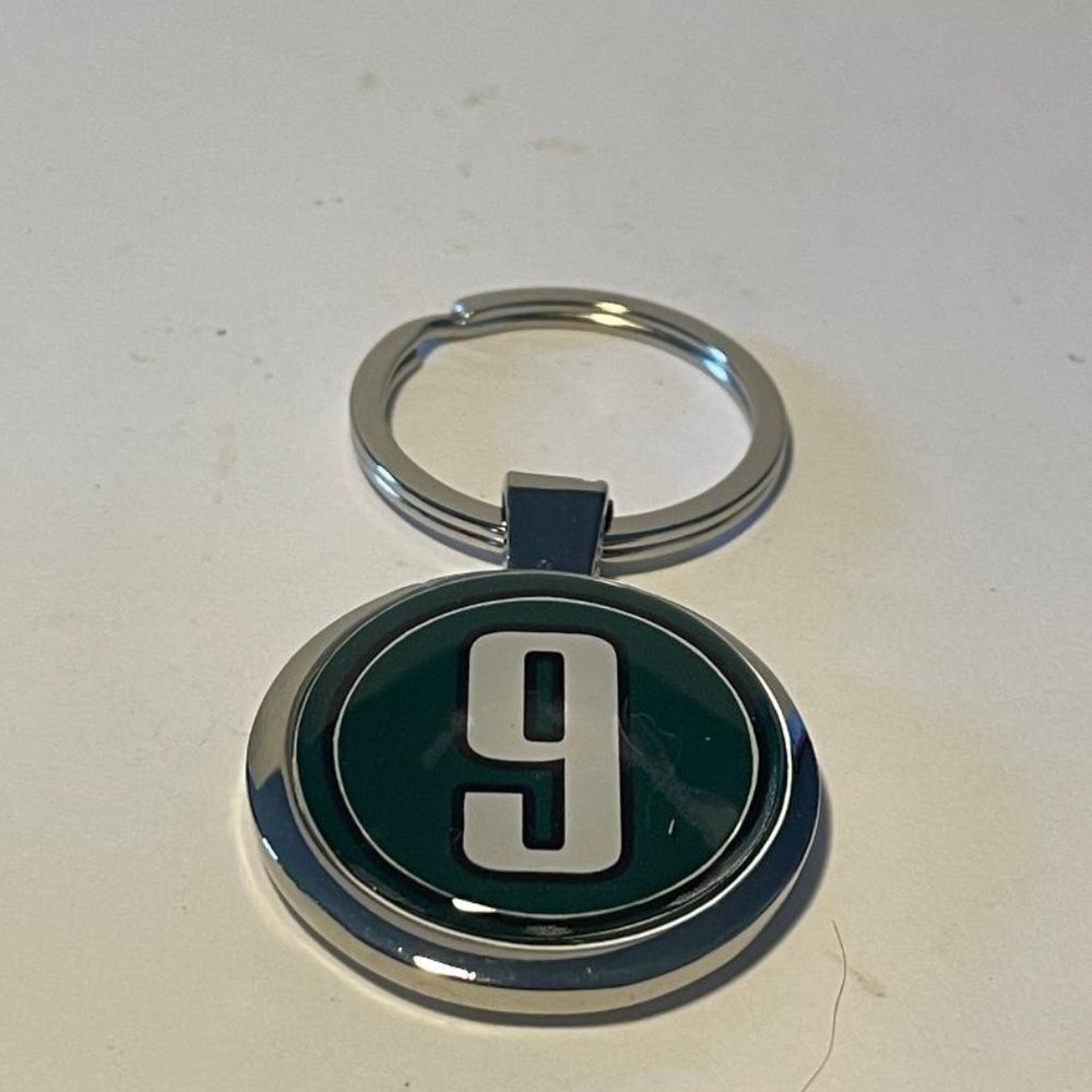 Green #9 Key Ring NEW